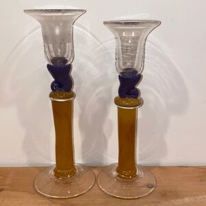 Blown Glass Candlestick Holders